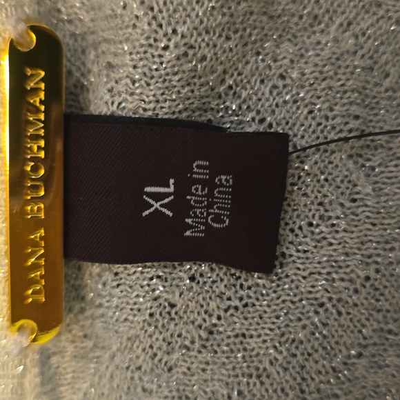 New Dana Buchman Women's XL Silver Metallic Lightweight Button-Up Cardigan - Picture 6 of 11